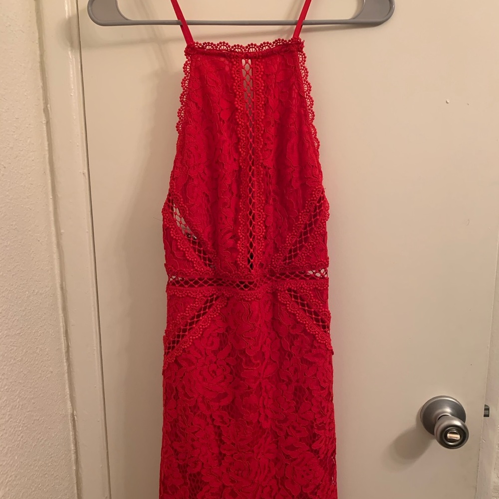 Red lace dress